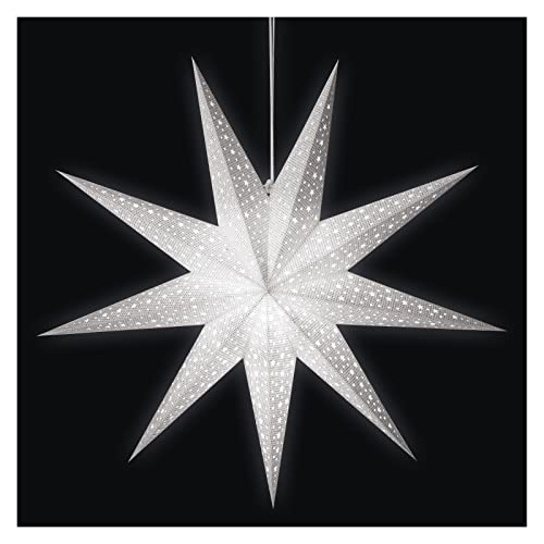 EMOS DCAZ09 - Lámpara colgante de papel blanco con diseño de estrella E14, estrella de Navidad de 3, cable de alimentación de 2 m, para lámpara LED de hasta 25 W, 60 cm, IP20 en interiores, para
