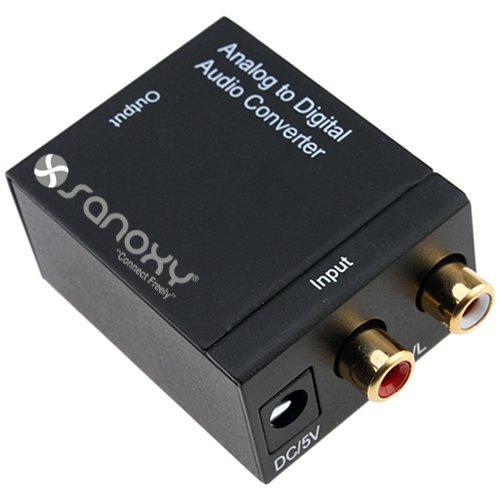 SANOXY Analog to Digital Audio Converter Adapter - RCA to Digital Coaxial and Toslink - 2-Channel LPCM Audio - 48 KHz Sampling Rate - Electromagnetic-Noise-Free Transmission