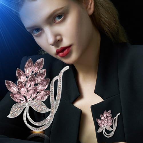 Image of Flower Brooch Pin - Rhinestone Flower Pin 18k Gold Plated - Thanksgiving Day, Birthday, Wedding Gifts for Mom, Wife
