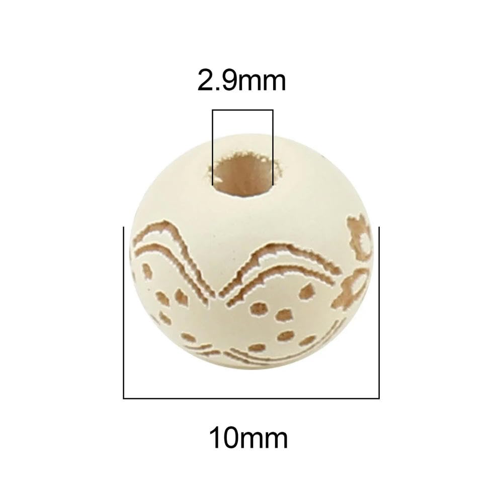 500 Uds. Cuentas espaciadoras Redondas de Madera con patrón de Flores, Cuentas de Madera Vintage para fabricación de Joyas, Pulseras de Cuentas DIY