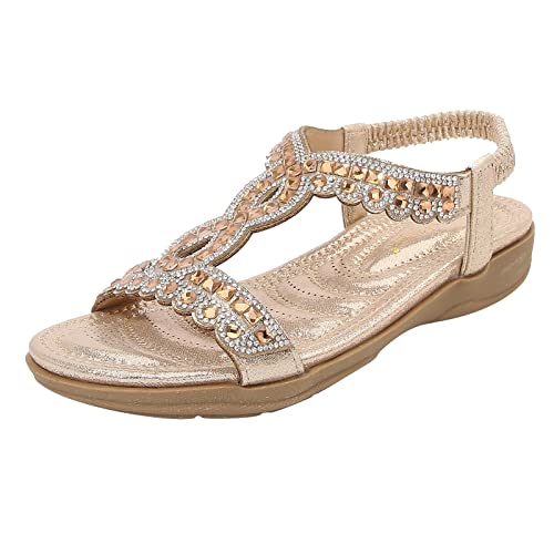 Generisch Flache Sandalen Damen Sommer Bohemia Freizeit Sandals Mit Strass...