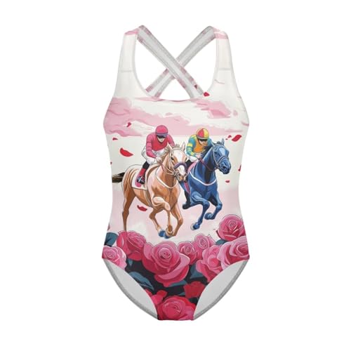 Image of WELLFLYHOM Girls Bathing Suits Size 5-14 One Piece Cross Back Swimsuit Sleeveless Full Coverage Swimwear for Beach Swimming