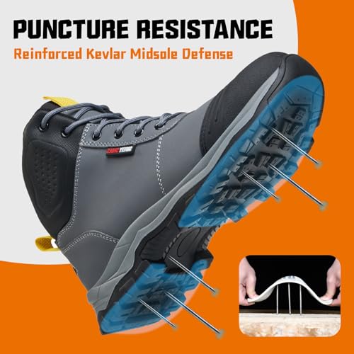 Image of Work Boots for Men,Lightweight Breathable High Top Steel Toe Boots,Unbreakable Steel Toe Shoes,Non Slip Safety Work Shoes.