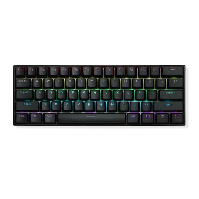 COMPAE - Anne Pro2 Mini Portable 60% Mechanical Keyboard Wireless Bluetooth Gateron Switch Gaming Keyboard Detachable Cable Black White (Gateron Black Blue Switch)