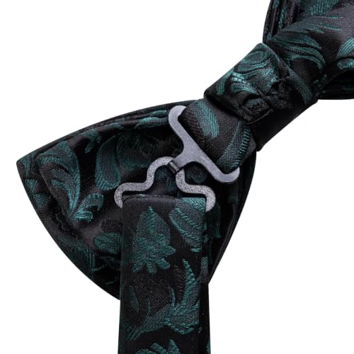 Image of Dubulle Mens Paisley Striped Bowtie Set Pre-tied Bowtie for Men and Pocket Square Set Wedding Business