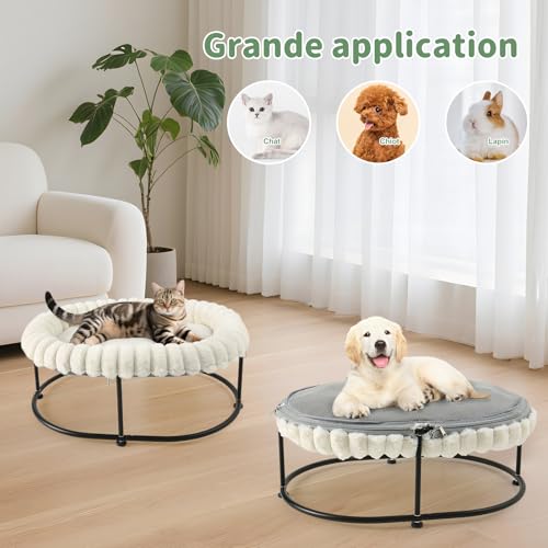 Hamac chat lit surélevé panier petit chien canapé animal blanc L - 6