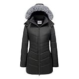 WULFUL Women's Winter Coats Long Warm Thicken Puffer Jackets Outwear With Removable Fur Hood