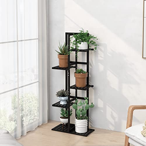 Laiensia 001 5 Tier Bamboo Plant Stand Rack 6 Potted Multiple Flower Pot Holder Shelf thumb #2