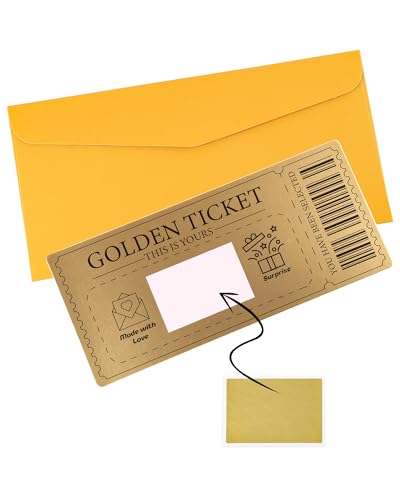 Acual Golden Ticket Scratch-off Cards with Envelopes