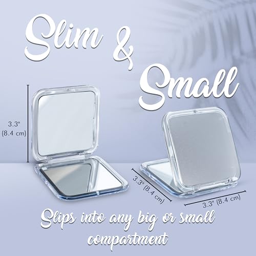 MIRRORVANA 20X Compact Travel Magnifying Mirror - Handheld, Foldable & Lightweight - Mini Pocket-Sized Square 3.3” x 3.3”