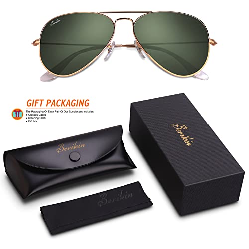 Image of Classic Aviator Teardrop Style Glass Lens Metal Frame Sunglasses For Men Women UV400 Protection