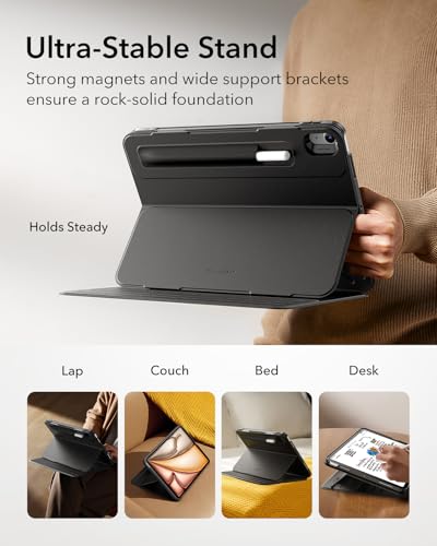 Image of ESR for iPad Air 13 Inch Case M4 /M3 /M2 (2026 /2025 /2024), Removable Magnetic Cover with Pencil Charging & Storage, Adjustable Portrait /Landscape Stand, 9 Standing Angles, Shift Series, Durable Black