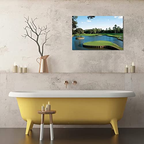 Chenchenart Usa Golf Course Wall Art Tpc Sawgrass Golf Course Pictures Canvas Prints Golf Wall Decor For Living Room Bedroom Bathroom Home Decorations Framed Ready To Hang(24''H X 36''W) #TOP4
