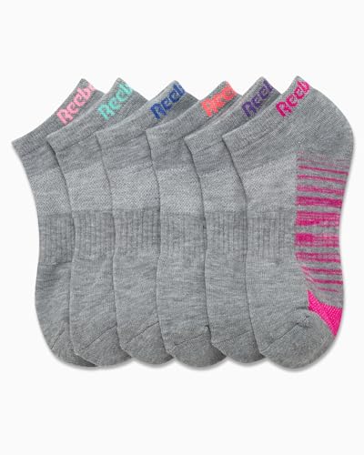 Image of Reebok Womens No Show Socks Moisture Wicking Cushioned Low Cut Socks 6 Pack