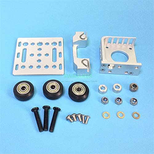 Lysee 3D Printer Parts & Accessories - X-axis Slider Aluminum Plate + Timing Belt Buckle + Wheel +Motor Bracket for Titan Aero Extruder (Mirror Type) - (Color: Black)