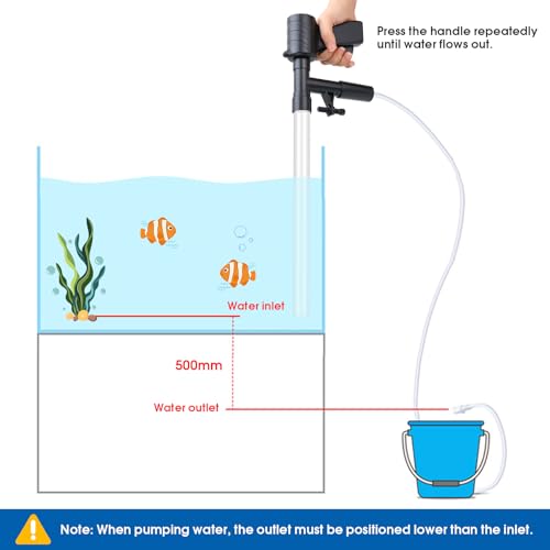 LPZMPZ 4-in-1 Mulmsauger Aquarium Set, Aquarium Sauger Bodengrund Reinigen mit Schlauchklemme, Handpumpe Aquarium Wasserwechsel, Aquarium Bodenreiniger für Wasserwechsel Sandreinigung