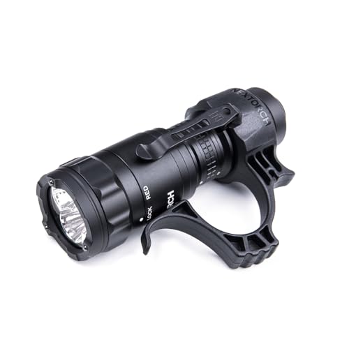 NEXTORCH TA21 Set Tactical Flashlight High Lumens, 1300 Lumens White Light and Red Light Rechargeable Flashlight with 4 Modes & Strobe & Ceramic Glass Breaker, Tactical Rings Included for Outdoor Use
