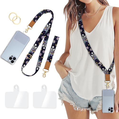 Image of Piefly Cell Phone Lanyard Crossbody Wrist Strap Adjustable for Women Goth | Travel Daily Cruise, Around the Neck, Hands-free, Universal, Fit Keys ID badge, Accessories, Compatible with Most Smartphones