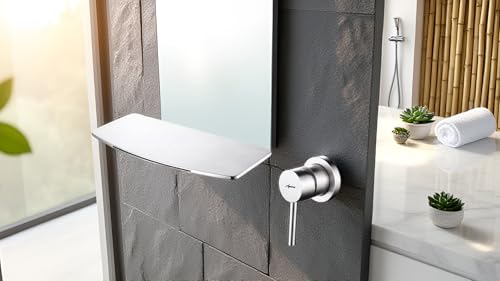 Image of Aquieen Luxury Series Wall Mounted Basin Mixer Hot & Cold with Diverter Body & Exposed Part Kit (Bianca) (Chrome)