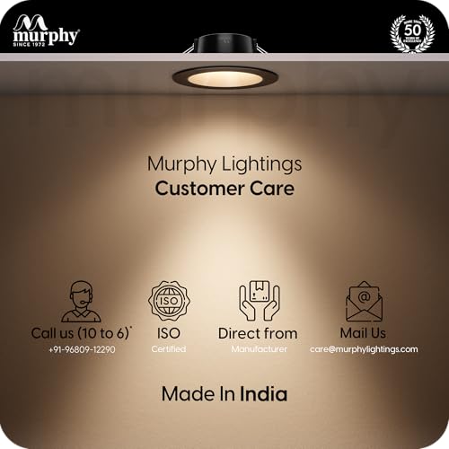 Image of Murphy 7W Streak LED Down Light BL+Black Finish, Natural White Light, Round, Pack of 5, Recessed Ceiling LED Light, Suited for 3 inch Junction Box /Concealed Box (2 Years Warranty)