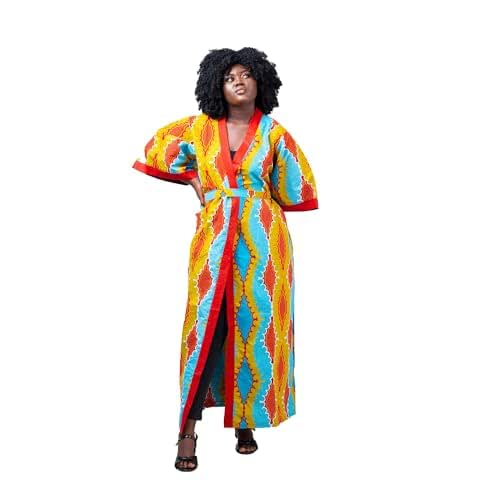 Amazon.com: Handmade In Ghana Ankara African Print Casual Long Kimono ...