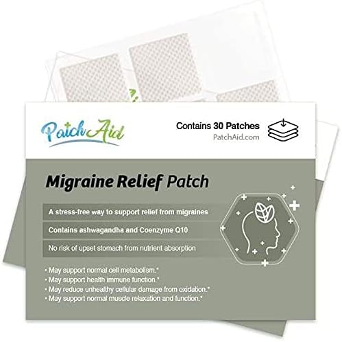 Patch Aid Migraine Relief Plus - 30 Daily Topical Patches. 100% Natural & Vegan. Allergy & Filler Free. High Absorption and More bioavailable. Suitable for Sensitive stomachs & bariatric.