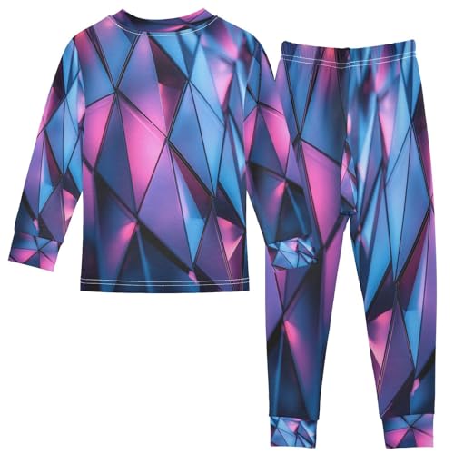 Pajama Sets Long Sleeve Abstract Geometric Triangles Soft Comfy Sleepwear 2 Piece PJS 3-8T3