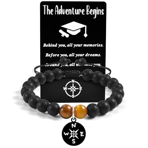 VGWON 2025 Graduation Gifts for Him, Compass Graduations Bracelet High School College Grad Gift, Masters Degree Graduation Compass Bracelet for Men Grandson Son Nephew Boyfriend Brother Best Friend