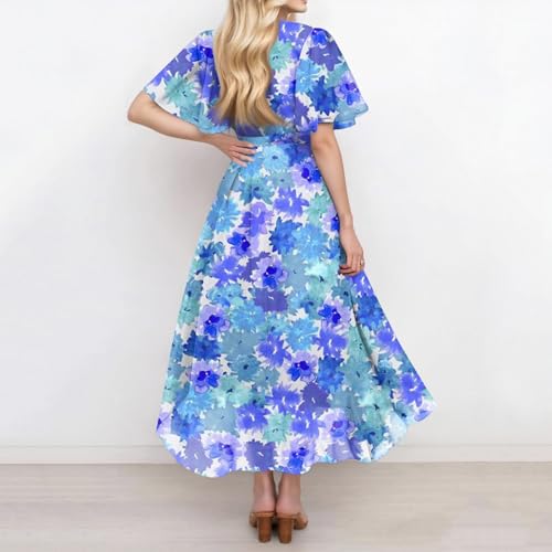 Spring Summer Chiffon Midi Dresses for Women 2025 Elegant Classy Wedding Guest Floral Formal Cocktail Prom Dress