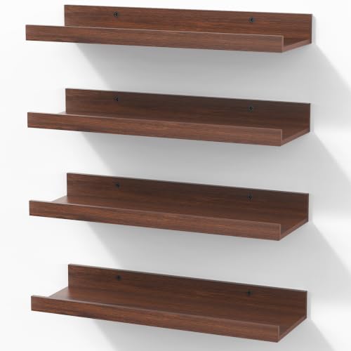 Image of BAYKA 15.7x5.12 Floating Shelves for Wall,Room Decor,Raised Lip,4 Pack