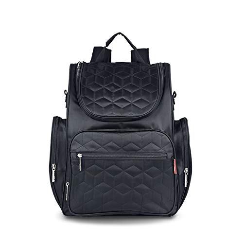 SONARIN Multifunción Mochilas para Pañales Con Nappy Changing Mat y Correa de Cochecito, Bolsa de pañales, Organizador de Mochila de Viaje,Impermeable,Gran Capacidad,Elegante y Duradero(Negro) Cover