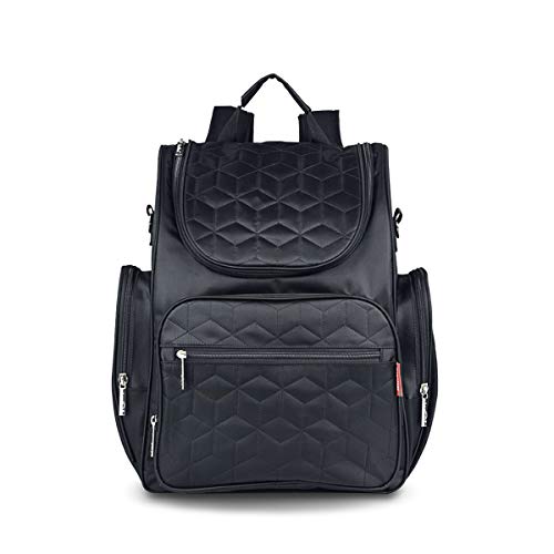 SONARIN Multifunción Mochilas para Pañales Con Nappy Changing Mat y Correa de Cochecito, Bolsa de pañales, Organizador de Mochila de Viaje,Impermeable,Gran Capacidad,Elegante y Duradero(Negro)