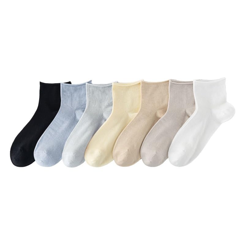 Yizelli 3 Pairs Roll Top Slouch Socks for Women & Girls Soft Casual Short Socks for Spring Summer2
