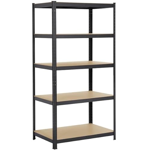 Yaheetech 180 x 90 x 60 cm Étagères Charge Lourde Clipsable Résistant Capacité 875 kg Meuble de Rangement Garage Cuisine Chambre Noir 180 x 90 x 60 cm