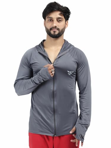 Image of Diamond Fashion Men's Gym Hoodie Jacket | Lightweight Stretchable Activewear for Workout, Running & Fitness | Quick Dry Full Zip Sports Hoodie for Men
