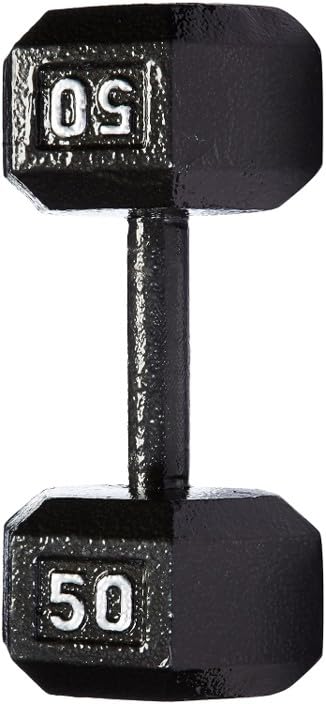 Image of AmazonBasics Cast Iron Hex Dumbbell Weight - 34 x 15 x 14 cm, 22.6 kg, Black