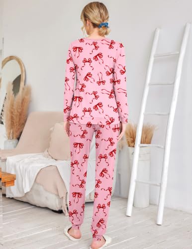 Ekouaer 2 Pack Pajamas for Women Set Long Sleeve Jogger Pjs Cozy Lounge Set - image 5