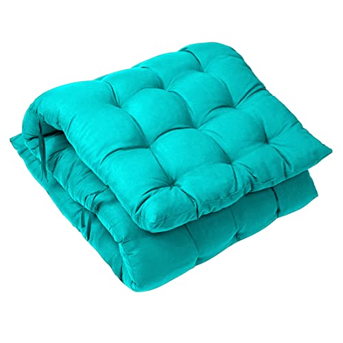Image of Super Comfy Long Rocking Chair Cushion /Bench Back Seat Pad Cotton Handmade Quilts (Sky Blue -18 x 50 Inch)