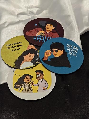 Generic Lilpixl Bollywood Movie Poster Coasters, Set of 4, Home and Office Decor