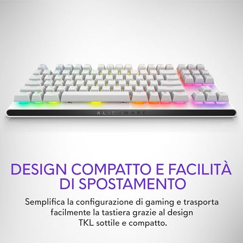 AW420K Tastiera Gaming senza Tastierino Numerico, Design Compatto, Switch CHERRY MX Red, USB, Anti-Ghosting, N-Key Rollover, Retroilluminazione AlienFX RGB, Tastiera Italiana - Lunar Light - Tastiera gaming - Immagine 5