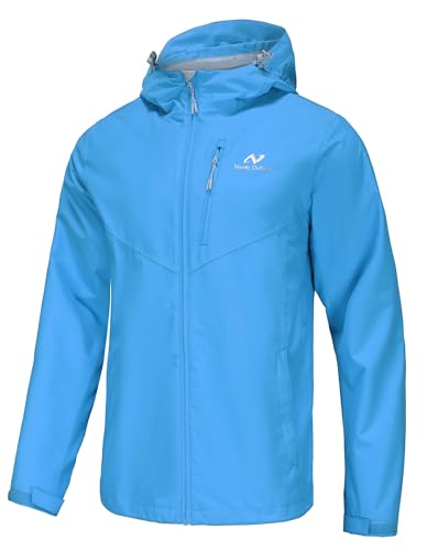 Image of NORDIC OUTLAND Mens Lightweight Hooded Waterproof Rain Jacket Breathable Raincoat Shell for Outdoor Mountain Hiking