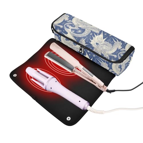 Bolsa de viaje y tapete resistente al calor para herramientas de cabello miniatura 2