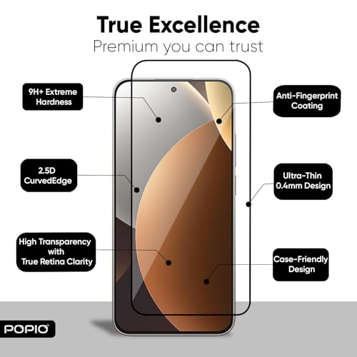 Image of POPIO Military-Grade Gorilla Tempered Glass for Redmi Note 15 Pro | 9H Hardness, Edge-to-Edge, Bubble-Free