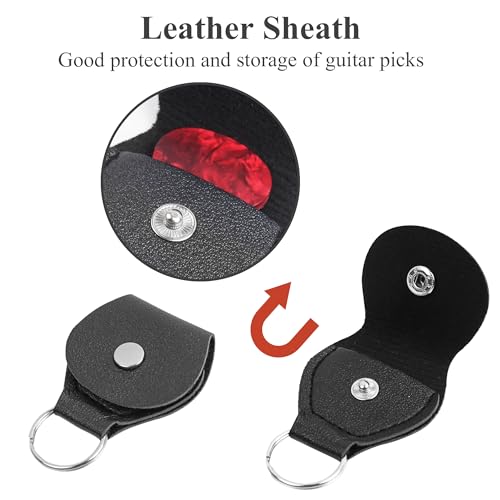 Image of Adjustable Guitar Strap Includes 2 Strap Locks & 2 Matching Picks & 1 Picks Holder & 1 leather Strap Button.