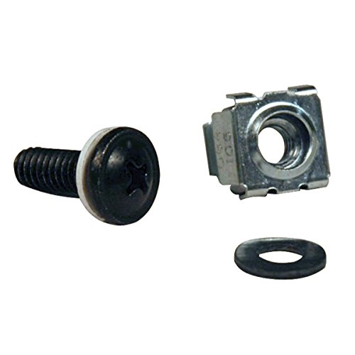 Tripp Lite 50PC Rack Enclosure Cabinet Square Hole Hardware Kit M5 Screws and Washers SRCAGENUT5MM