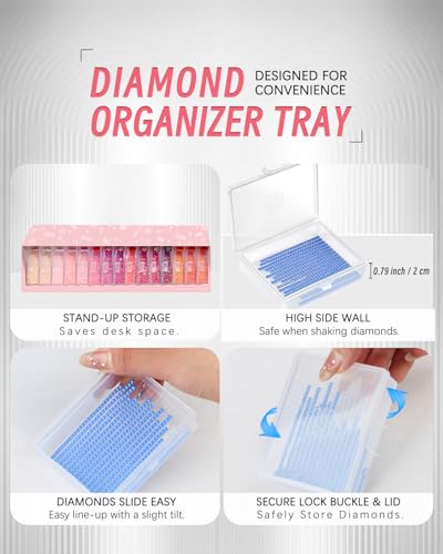 Image of forever young Diamond Art Storage Containers Trays & Stand, 15 PCS Diamond Painting Trays with Lids for Adults & Hobbyists, 2-in-1 Organizer for Bead Sorting & Organized Workspace (Boxed Set)