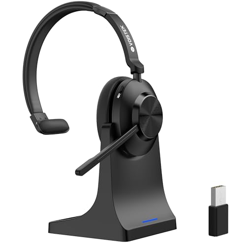 Voistek Wireless Headset,Bluetooth Headphones with Mic Noise Canceling for PC Laptop,USB Dongle & Charging Dock,50H Battery,Mute Button for Office Work,Skype,Zoom,Teams,Call Center Voistek Wireless Headset,Bluetooth Headphones with Mic Noise Canceling for PC Laptop,USB Dongle & Charging Dock,50H Battery,Mute Button for Office Work,Skype,Zoom,Teams,Call Center