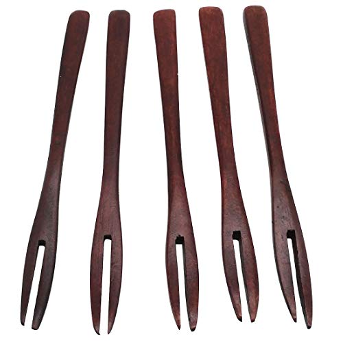 5 Pack Wooden Forks For Eating Desserts, Chips, Snacks, Cereal, Salad, Fruit, Eco-Friendly Japanese Wood Salad Dinner Fork Tableware Dinnerware For Kids Adult #TOP4