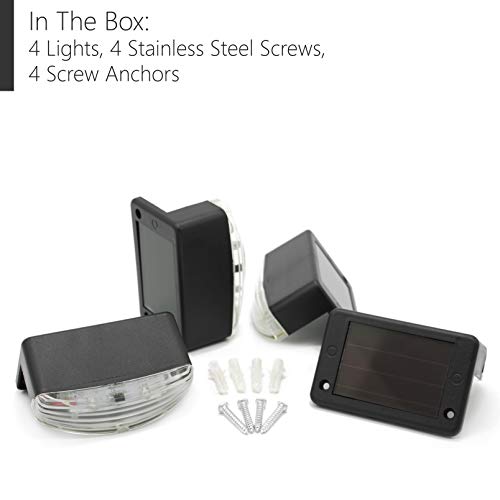 Davinci Solar Deck Lights – Outdoor Landscape Lighting for Step Patio or Post - Bright Warm White LED, Slate Black (4 Pack)