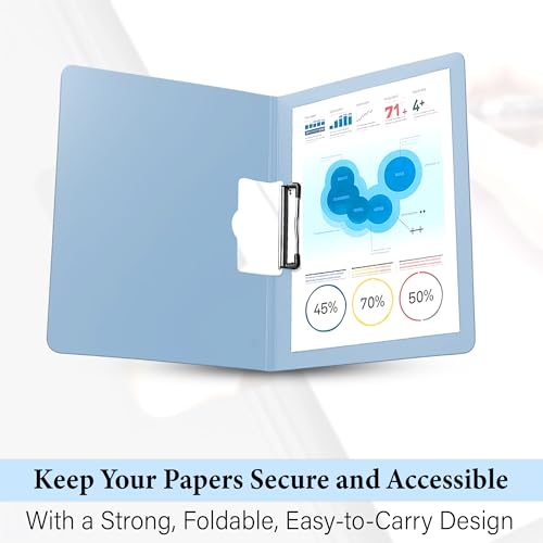 Image of GLUN Documents Paper Files Folder, Pack of 2 Hazy Pink & Blue Colour Document Organiser Folder with Holding Clamp for School, Home & Office